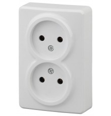 Розетка 11-2202-01  2х2P, 16АХ-250В, ОУ, Эксперт, Белый (18/180/2880) Б0020682  ЭРА