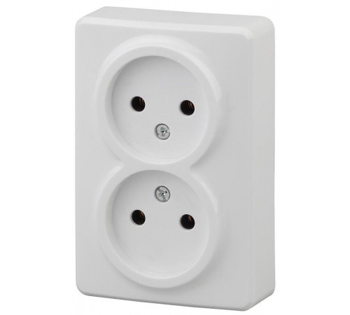 Розетка 11-2202-01  2х2P, 16АХ-250В, ОУ, Эксперт, Белый (18/180/2880) Б0020682  ЭРА