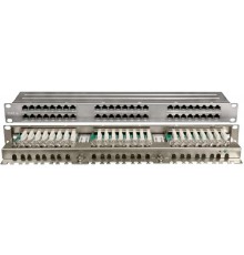 PPHD-19-48-8P8C-C6-SH-110D Патч-панель высокой плотности 19", 1U, 48 портов RJ-45, полный экран, категория 6, Dual IDC  420642  Hyperline