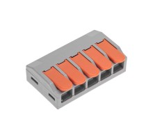 Универсальная клемма СМК 222-615/221-615, 5-проводная серая 0,5-4/6 мм (15 шт/уп)  07-5273  REXANT