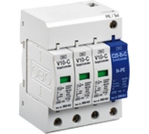 Устройства защиты от импульсных перенапряжений УЗИП для силовых сетей 1+NPE (Класс II+III), 280 В (V10-C 1+NPE-280)  5093418  OBO Bettermann
