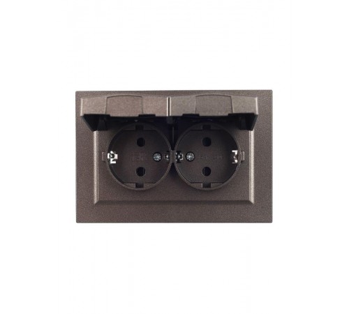 BRITE Розетка 2-ая с крышкой 16А в сб IP44 РСбш12-3-44-БрТБ темная бронза  BR-R26-16-44-K45-F  IEK