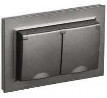 BRITE Розетка 2-ая с крышкой 16А в сб IP44 РСбш12-3-44-БрТБ темная бронза  BR-R26-16-44-K45-F  IEK