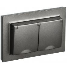 BRITE Розетка 2-ая с крышкой 16А в сб IP44 РСбш12-3-44-БрТБ темная бронза  BR-R26-16-44-K45-F  IEK