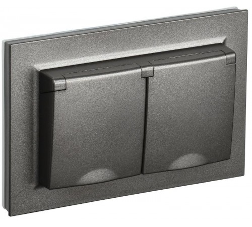 BRITE Розетка 2-ая с крышкой 16А в сб IP44 РСбш12-3-44-БрТБ темная бронза  BR-R26-16-44-K45-F  IEK