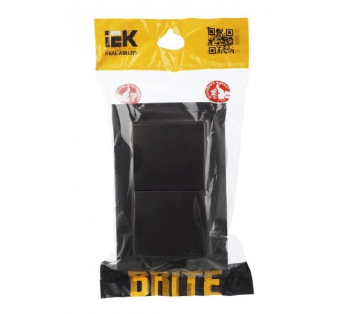 BRITE Розетка 2-ая с крышкой 16А в сб IP44 РСбш12-3-44-БрТБ темная бронза  BR-R26-16-44-K45-F  IEK