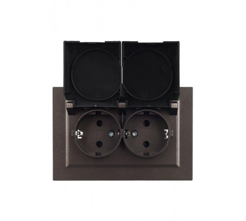 BRITE Розетка 2-ая с крышкой 16А в сб IP44 РСбш12-3-44-БрТБ темная бронза  BR-R26-16-44-K45-F  IEK