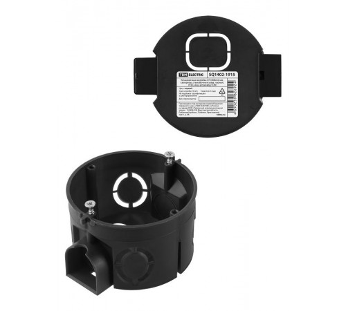 Коробка установочная СП D68х42 мм, саморезы, стыковочные узлы, черная, IP20, инд. штрихкод  SQ1402-1915  TDM