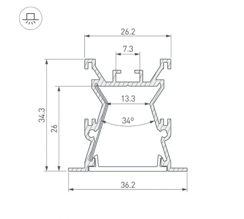 Профиль с экраном ALU-WIDE-FL-H35-2000 ANOD+FROST  027887  Arlight