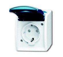 Розетка SCHUKO 16А 250В IP44 для открытого монтажа c защитными шторками, серия ocean, цвет серый/сине-зелёный  2083-0-0842   2CKA002083A0842  ABB