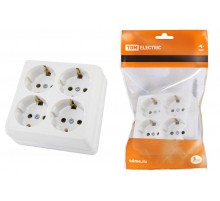 Розетка четырехместная 2П+3 открытой установки IP20 16A белая "Ладога"  SQ1801-0122  TDM