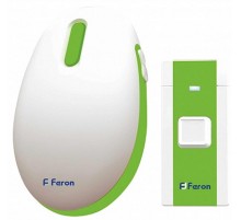 Звонок электрический дверной беспроводной E-375 звонок IP20 36 мелодий, 2*1,5V/АА (база), белый, зеленый  23688  FERON