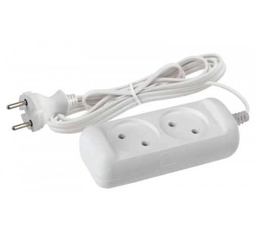 Удлинитель Россия UX-2-3m Удлин-ль без заземл, 2x0.75мм2, ШВВП, 2гн, 3м  Б0038558  ЭРА