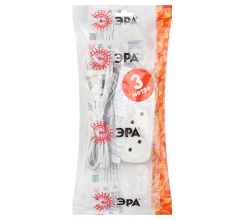 Удлинитель Россия UX-2-3m Удлин-ль без заземл, 2x0.75мм2, ШВВП, 2гн, 3м  Б0038558  ЭРА