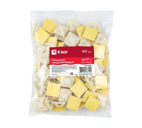 Площадка самоклеющаяся 20х20мм (упак 100 шт) EKF PROxima  plc-20x20  EKF