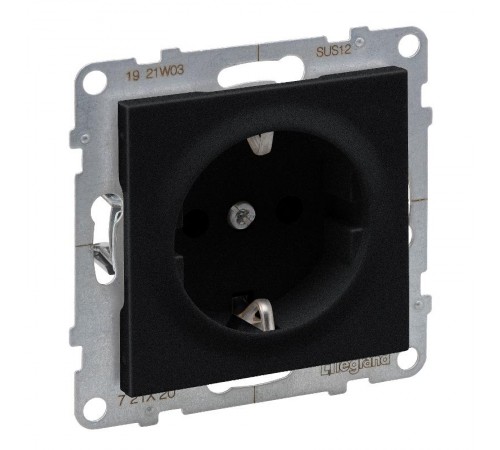 SUNO Силовая розетка 2К+З 16А 250В с защитными шторками.Безвинтовые зажимы. Цвет "Антрацит"  721420  Legrand