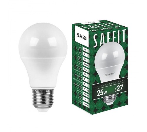 Лампа светодиодная SBA6525 25W 6400K 230V E27 A65  55089  SAFFIT