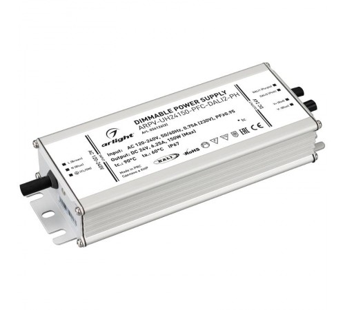 Блок питания ARPV-UH24150-PFC-DALI2-PH (24V, 6.3A, 150W) (Arlight, IP67 Металл, 7 лет)  026126(2)  Arlight