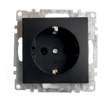 Розетка 1-местная с защитной шторкой с/з (механизм), 250В, 16А, серия Катрин, GLS16-7110-05, черный  39610  STEKKER