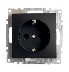 Розетка 1-местная с защитной шторкой с/з (механизм), 250В, 16А, серия Катрин, GLS16-7110-05, черный  39610  STEKKER