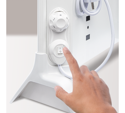 Конвектор с механическим термостатом - Lamken -мощность 1000Вт с вертикальной решеткой и кабелем 1,8м - белый  230504  Legrand