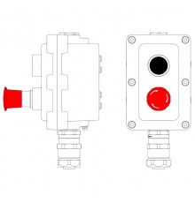 Взрывонепроницаемый пост управления из алюминия LCSD-02-B-MB-P1B(11)x1-P6E(11)x1-PBMB-ANP15BMB  LCSD21000081  DKC