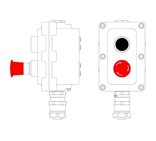 Взрывонепроницаемый пост управления из алюминия LCSD-02-B-MB-P1B(11)x1-P6E(11)x1-PBMB-ANP15BMB  LCSD21000081  DKC