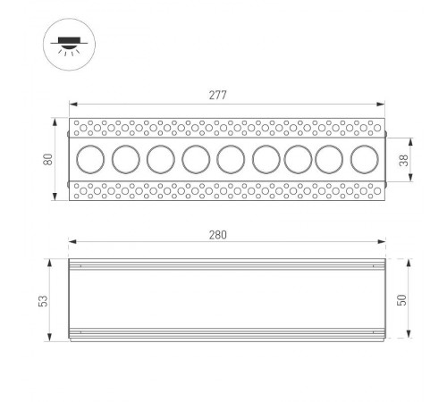 Светильник MS-ORIENT-BUILT-TRIMLESS-TC-S38x277-20W Day4000 (WH-BK, 30 deg, 230V) (Arlight, IP20 Металл, 5 лет)  032226  Arlight