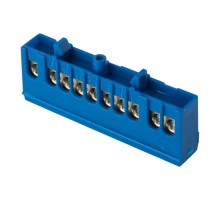 Шина "0" N (6х9мм) 10 отверстий латунь синий изолированный корпус на DIN-рейку EKF PROxima  sn0-63-10-ib  EKF