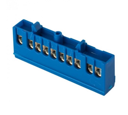 Шина "0" N (6х9мм) 10 отверстий латунь синий изолированный корпус на DIN-рейку EKF PROxima  sn0-63-10-ib  EKF