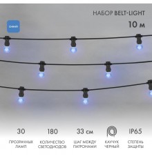 Гирлянда LED Galaxy Bulb String 10м, черный КАУЧУК, 30 ламп*6 LED СИНИЕ, влагостойкая IP65  331-323  NEON-NIGHT