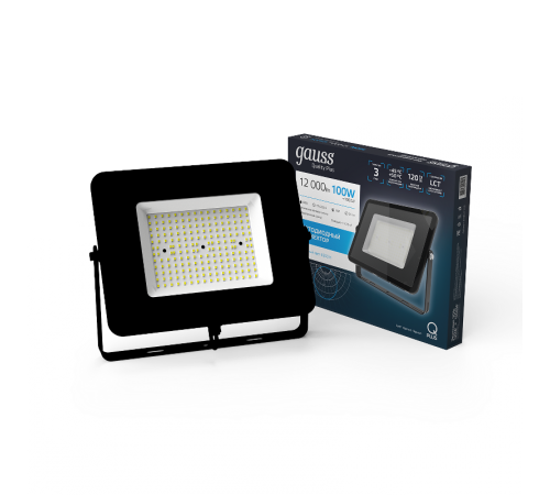 Прожектор светодиодный СДО LED Qplus 100Вт 9000Лм 6500К черный 1/12 IP65  613511100  Gauss