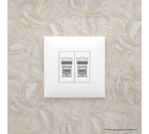 Розетка RJ-45 в стену, кат.6 двойная, Avanti, "Белое облако"  4400294  DKC