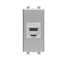 Компьютерная розетка RJ-45 без шторки модульная, кат.6 экранированная, "Avanti", "Закаленная сталь", 1 модуль  4404791  DKC