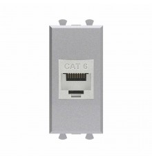 Компьютерная розетка RJ-45 без шторки модульная, кат.6 экранированная, "Avanti", "Закаленная сталь", 1 модуль  4404791  DKC