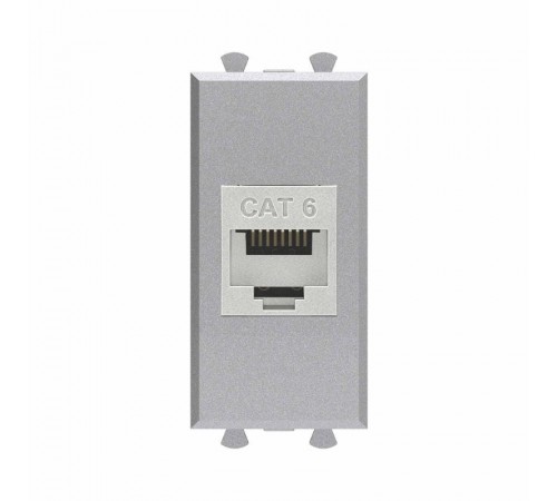 Компьютерная розетка RJ-45 без шторки модульная, кат.6 экранированная, "Avanti", "Закаленная сталь", 1 модуль  4404791  DKC