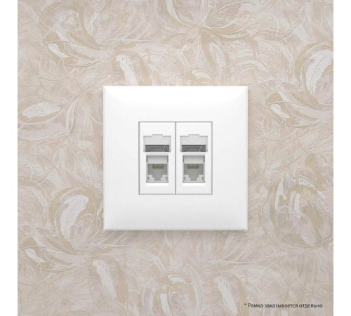 Розетка RJ-45 в стену, кат.6 двойная, Avanti, "Белое облако"  4400294  DKC