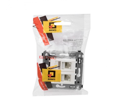 Розетка RJ-45 в стену, кат.6 двойная, Avanti, "Белое облако"  4400294  DKC