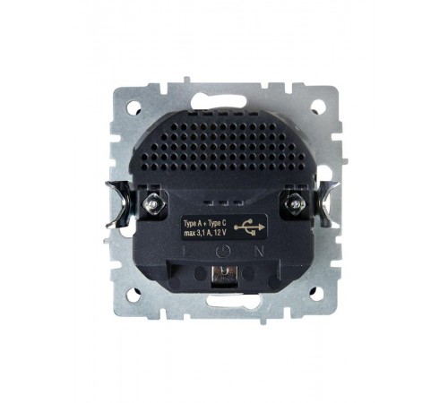 BRITE Розетка с заземлением со шторками 16А с USB A+C 18Вт РЮш11-1-БрШ шампань  BR-R14-16-U22-018-K37  IEK