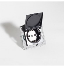 Розетка электрическая 2К+З, с откидной крышкой, 16А, 220-250V (антрацит)  201022  SPL