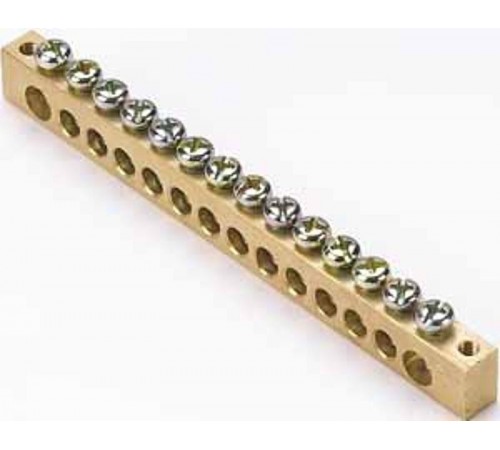 Шина нулевая 14 групп/крепеж по краям, сеч. 8x12  32006DEK  DEKraft