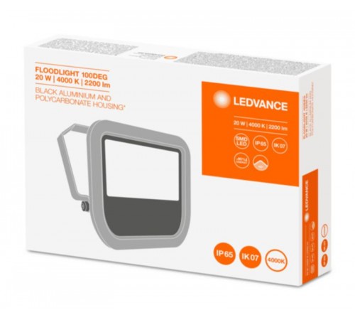 Прожектор светодиодный ДО-20Вт 4000К 2200Лм IP65 чёрный LEDVANCE  4058075097483  LEDVANCE