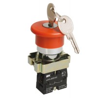 Кнопка LAY5-BS142 "Грибок"с ключом  красная d22мм  240В 1р   BBG50-LAY5-K04  IEK