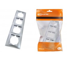 Рамка 4-х постовая горизонтальная серебр. металлик "Лама"   SQ1815-0232  TDM