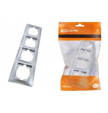 Рамка 4-х постовая горизонтальная серебр. металлик "Лама"   SQ1815-0232  TDM