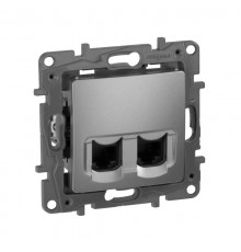 Etika Алюминий Розетка компьютерная 2-ая RJ45, категория 5е UTP  672455  Legrand