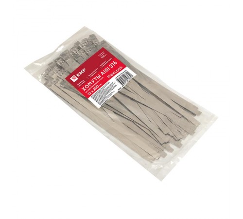 Хомут AISI 316 из нержавеющей стали, 12x290 (100 шт.) FlexLock PROximaplc-fl-tss-316-12x290EKF