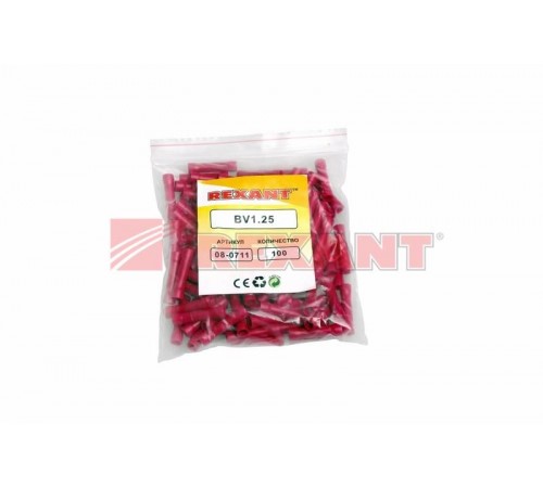 Соединительная гильза изолированная L-26 мм 0.5-1.5 мм (ГСИ 1.5/ГСИ 0,5-1,5) красная  08-0711  REXANT