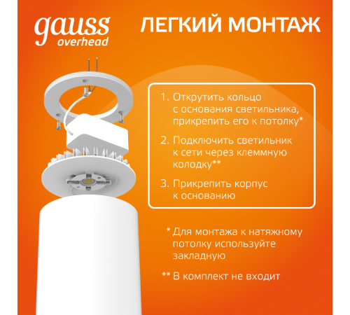 Светильник светодиодный  накладной HD030 12W (белый/белый) 3000K 79x100мм, 1/10  HD030  Gauss