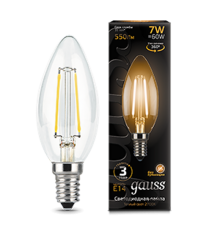 Лампа светодиодная LED 7Вт E14 220В 2700К свеча  103801107  Gauss